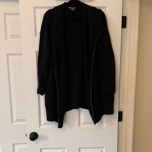 Vince Black Women's Cardigan with leather detail